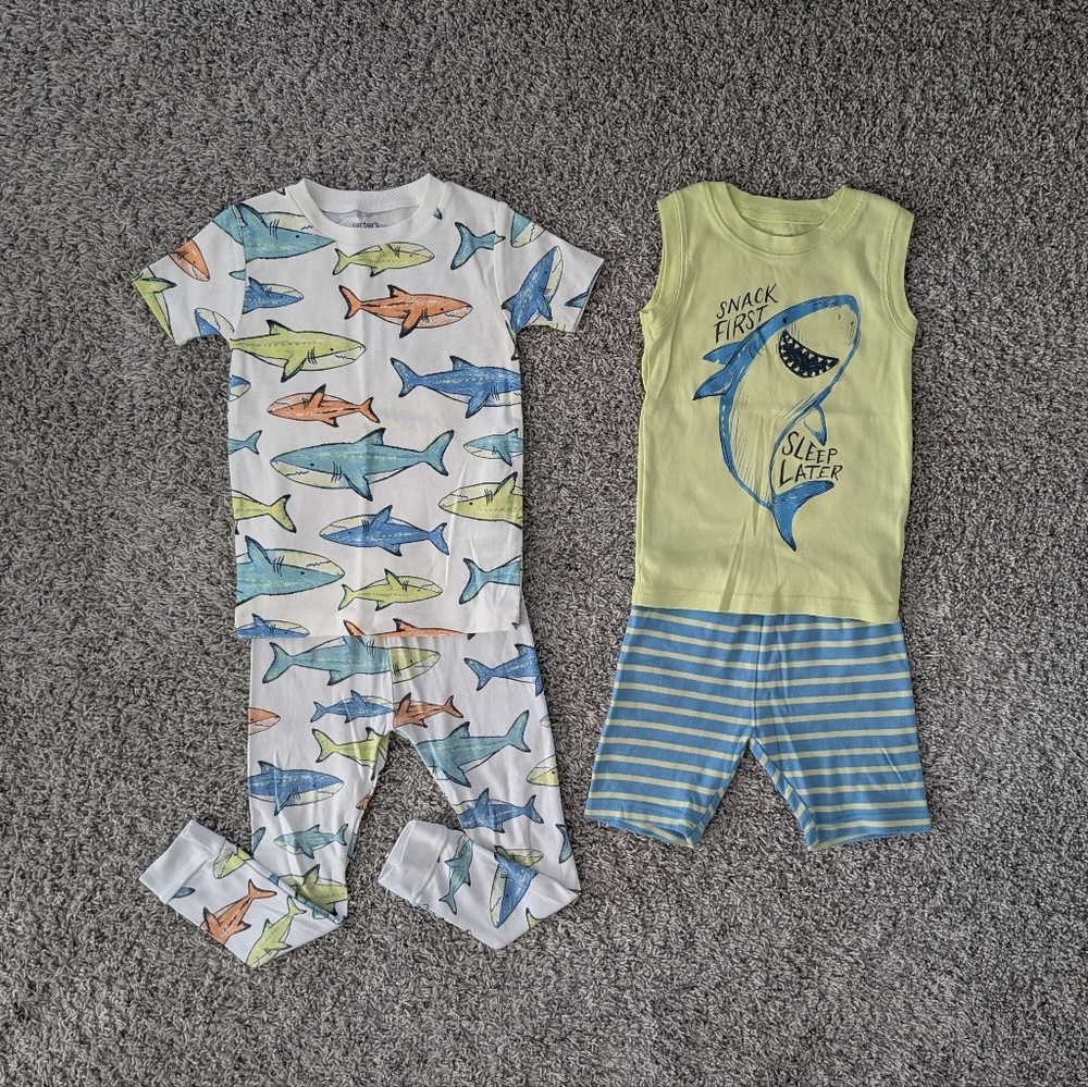 Toddler boys 4 Piece shark pajama set